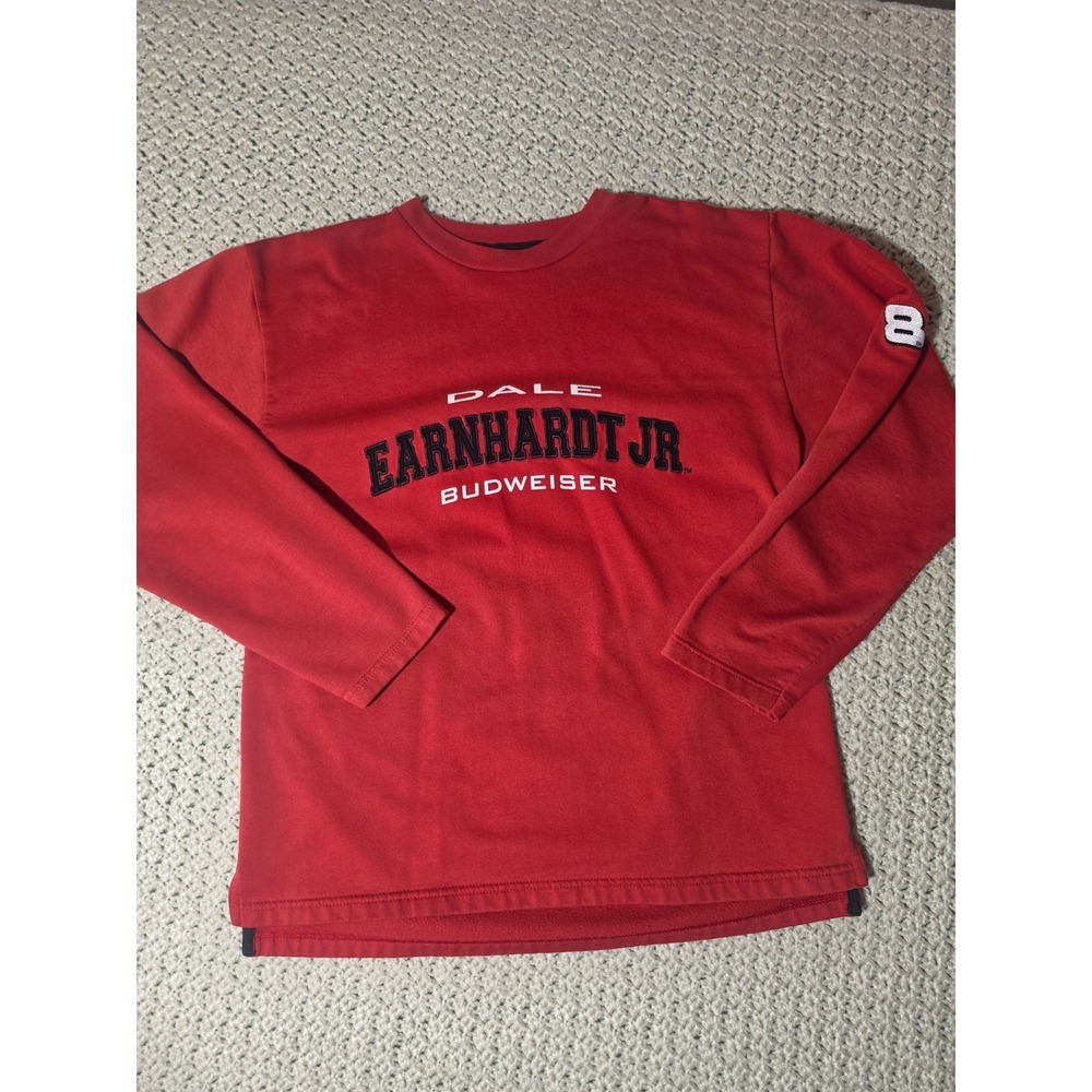 Winners Circle Dale Earnhardt Jr Long Sleeve Shirt Mens L Red Budweiser NASCAR
